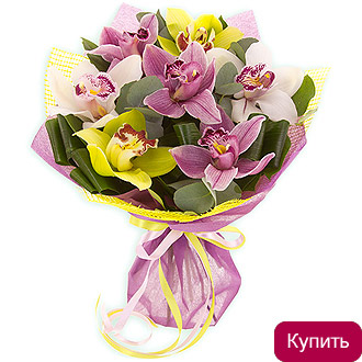 Нажмите для просмотра букета Румба, Орхидеи в Красноярске Разноцветные орхидеи Цимбидиум